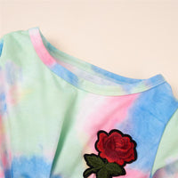 Toddler Girls Embroidery Tie Dye T-shirt Girls Clothing Wholesale - PrettyKid