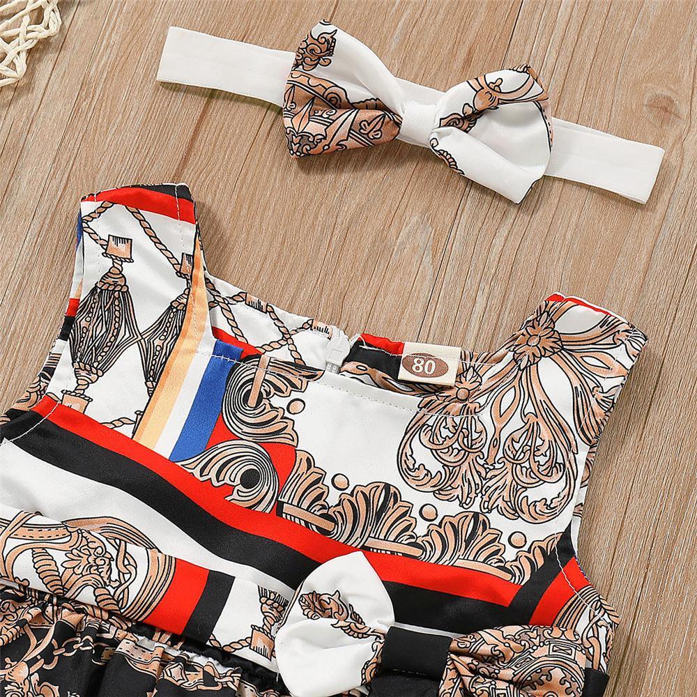 Girls Ethnic Style Sleeveless Dress & Headband Toddler Girls Wholesale - PrettyKid
