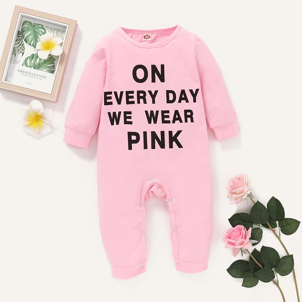 Baby Girl Everyday Wear Pink Long Sleeve Romper Wholesale Baby Outfits - PrettyKid