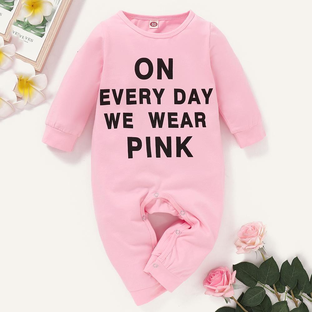 Baby Girl Everyday Wear Pink Long Sleeve Romper Wholesale Baby Outfits - PrettyKid