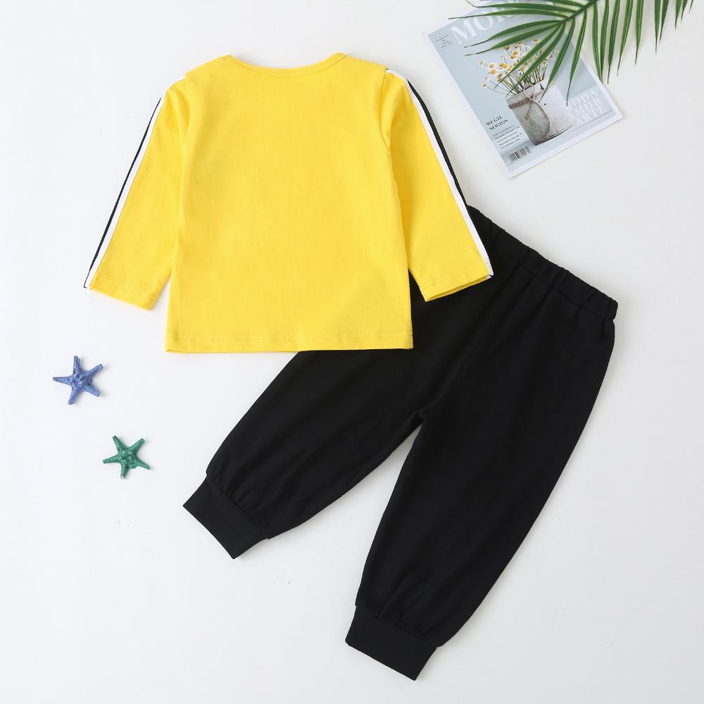 Baby Eye Letter Printed Long Sleeve Top & Pants - PrettyKid