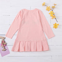 Girls Eyelashes Printed Long Sleeve Ruffled Casual Dress Toddler Clothing Wholesale - PrettyKid