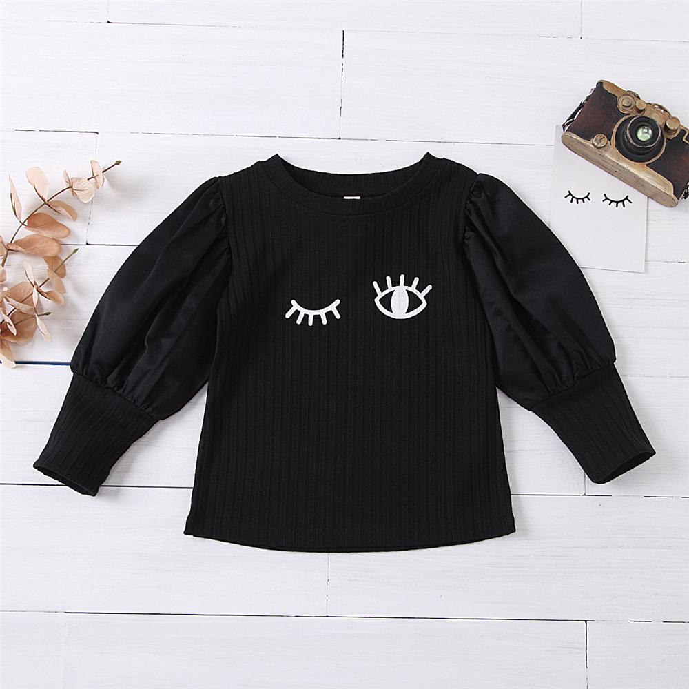 Girls Eyes Printed Long Sleeve Casual T-Shirts Wholesale Girl Clothing - PrettyKid