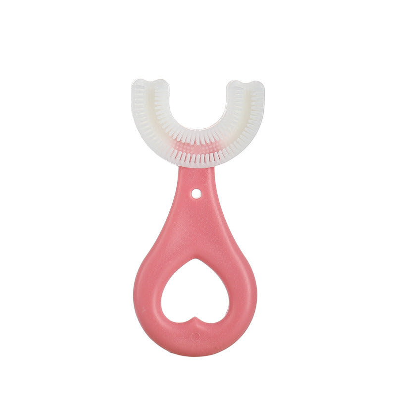 2-12Y U Shape Love Heart Soft-Bristled Silicone Toothbrush For Kids - PrettyKid