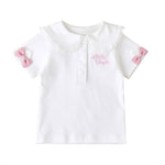 Baby Girl Letter Embroidery Bow T-Shirt Baby Tee Shirts Wholesale - PrettyKid