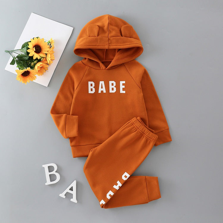 BABE Printed Hoodie And Pants Toddler Boys Two Piece Outfits - PrettyKid