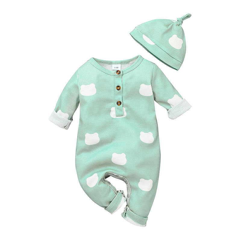 Bear Pattern Baby Rompers Wholesale And Hat - PrettyKid