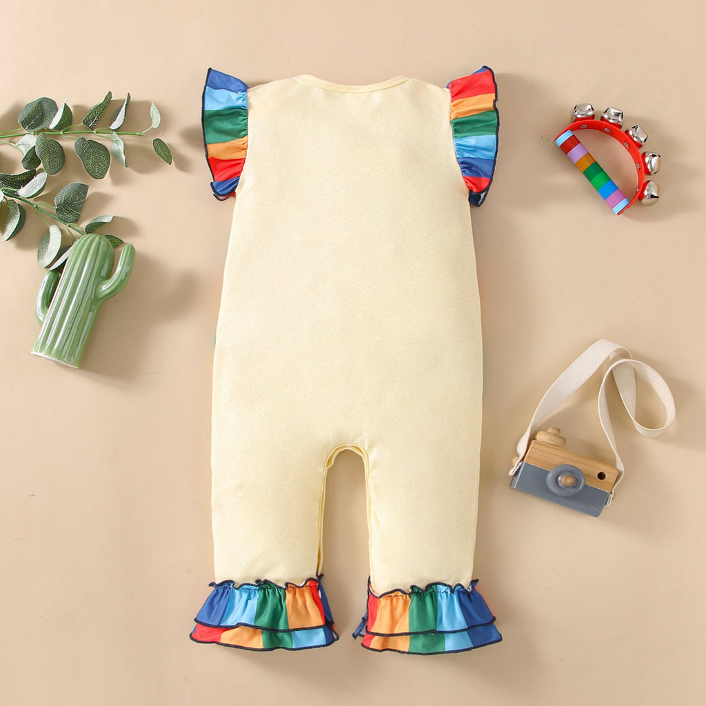 Baby Girl Rainbow Striped Jumpsuit Baby Sleeveless Jumpsuit - PrettyKid