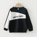 Brave Boy Color Contrast Crew Neck Hoodie Wholesale Toddler Boy Clothes - PrettyKid