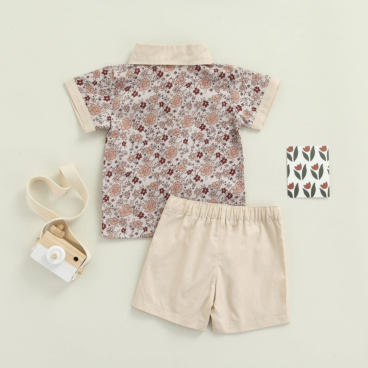 Baby Boy Short Sleeve Floral Shirt And Shorts Baby Outfit Sets - PrettyKid