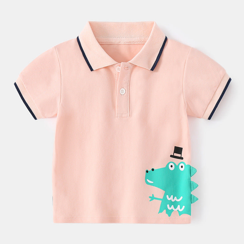 18M-6Y Toddler Abstract Cartoon Short Sleeved Polo Shirt Boys Tops Wholesale Boys Clothing - PrettyKid