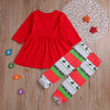 Christmas Round Neck Cartoon Deer Tops And Polka Dot Trousers Toddler Girl Outfit Sets - PrettyKid
