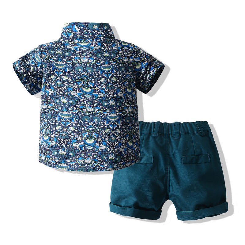 Boys Floral Short Sleeve Shirt And Shorts Toddler Clothing Sets - PrettyKid