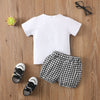 Baby Patch Swallow Gird Bow Tie Top And Houndstooth Shorts Wholasale Baby Knitwear Sets - PrettyKid