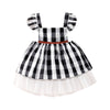 9months-4years Baby Girl Summer Dress Plaid Mesh Stitching Fly Sleeves Wholesale Baby Clothing - PrettyKid