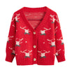 Christmas Print Plush Toddler Cardigan Sweater - PrettyKid