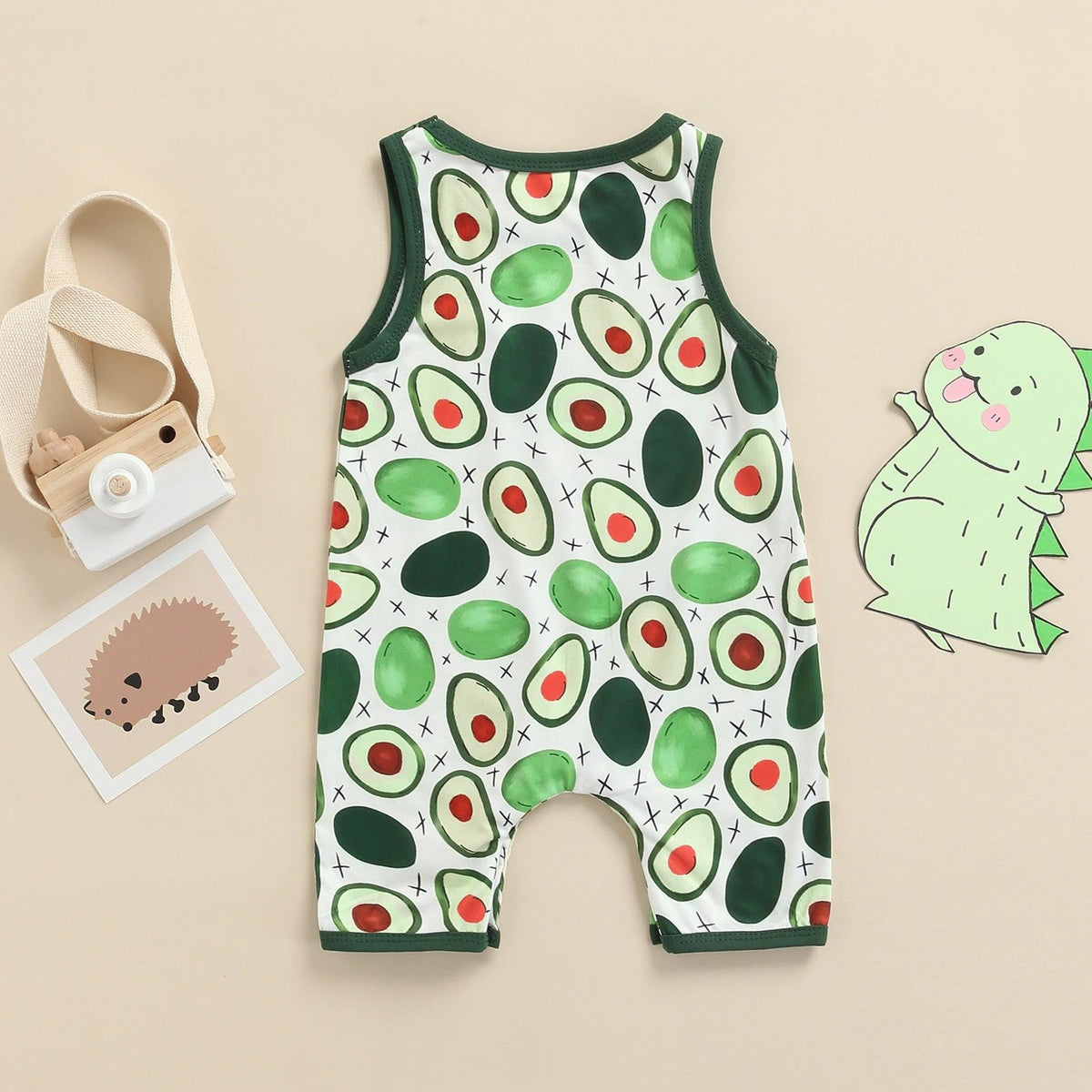 Baby Boy Avocado Print Sleeveless Jumpsuit Baby Boy Romper Jumpsuit - PrettyKid