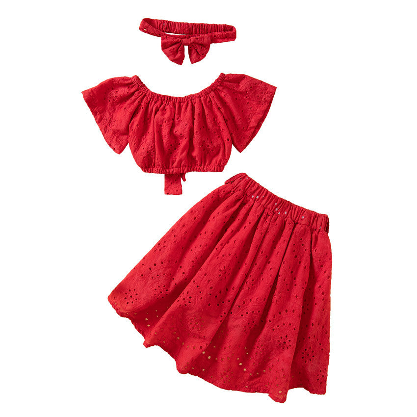 2-7years Toddler Girl Sets Sweet Jacquard Suit Strap Top & Irregular Skirt Wholesale Girls Fashion Clothes - PrettyKid