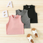 3-Pack 2-7Y Cheap Little Girl Clothes Solid Color Sleeveless Crop Tops - PrettyKid