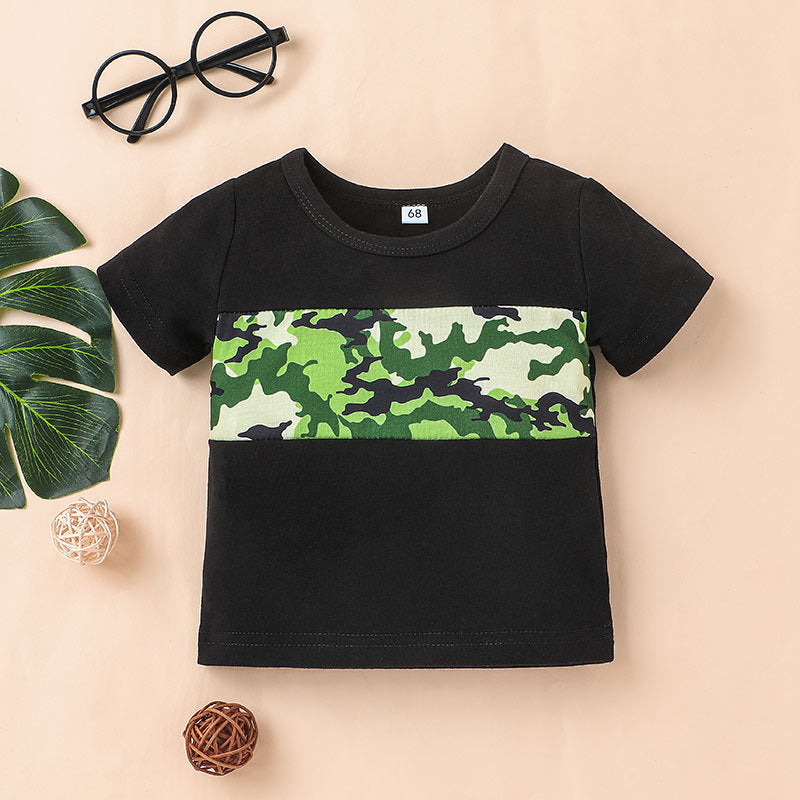 Baby Boy Round Neck Camouflage T-Shirt Baby T Shirts Wholesale - PrettyKid