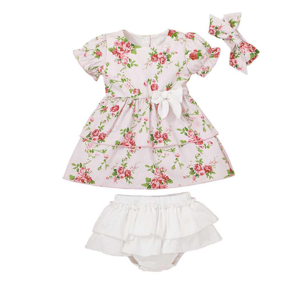 Baby Girl Floral Dress And Briefs And Headband Baby Girl Outfit Sets KS125942 - PrettyKid
