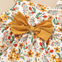 Girls Fancy Flower Printed Bow Sleeveless Top & Shorts & Headband Toddler clothes Wholesale - PrettyKid