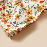 Girls Fancy Flower Printed Bow Sleeveless Top & Shorts & Headband Toddler clothes Wholesale - PrettyKid