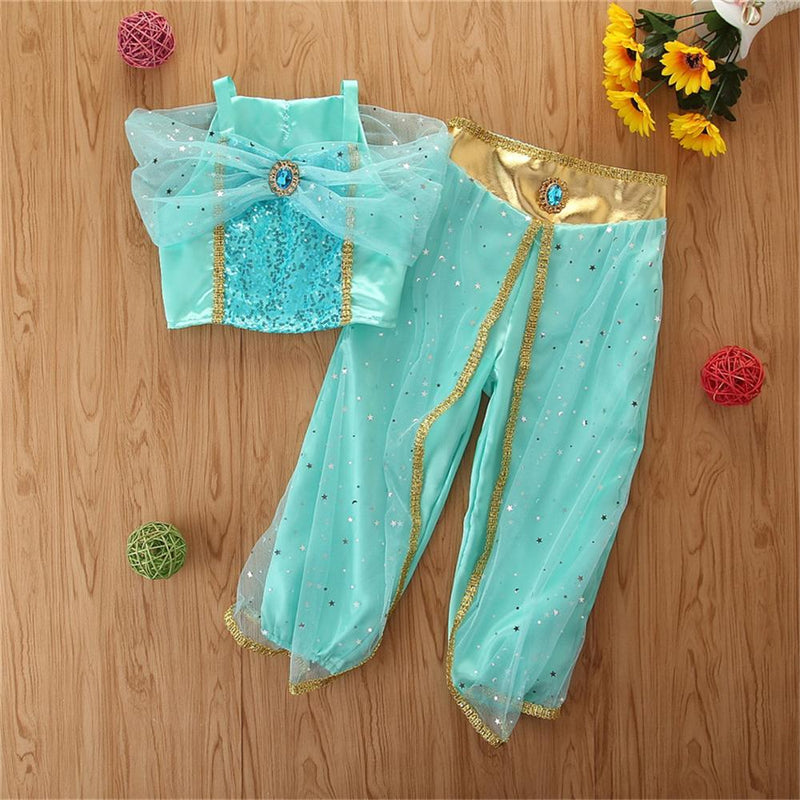 Girls Fancy Sapphire Sleeveless Performance Top & Pants Girl Boutique Clothing Wholesale - PrettyKid