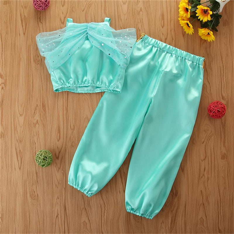 Girls Fancy Sapphire Sleeveless Performance Top & Pants Girl Boutique Clothing Wholesale - PrettyKid