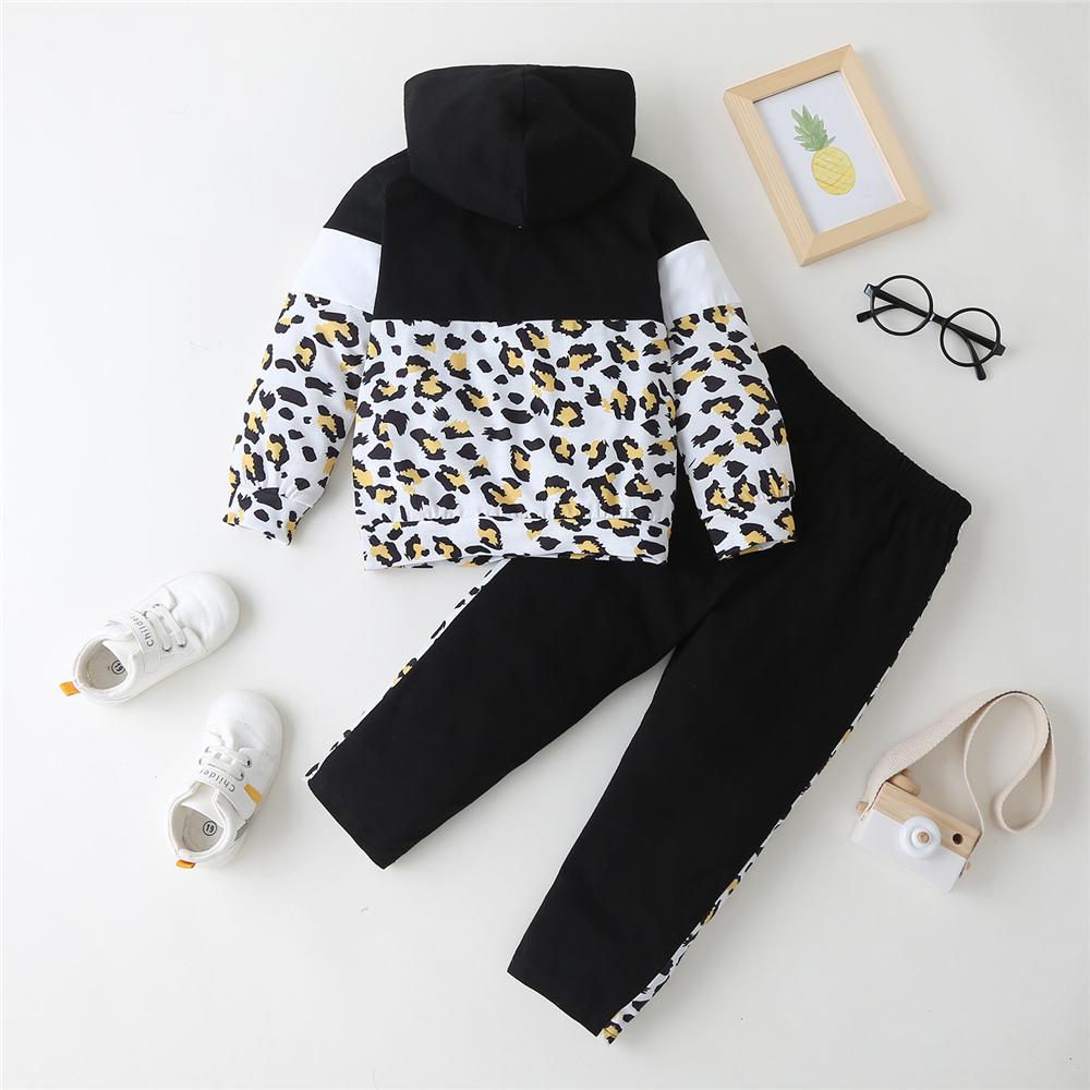 Unisex Fashion Leopard Long Sleeve Hooded Top & Pants Bulk Childrens Clothes - PrettyKid
