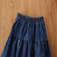 Girls Trendy Solid Sling Top & Denim Skirt Trendy Kids Wholesale clothes - PrettyKid