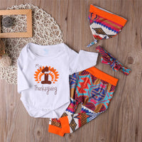 Baby Unisex First Thanksgiving 4-PCS Romper & Pants Baby Wholesale Clothing - PrettyKid