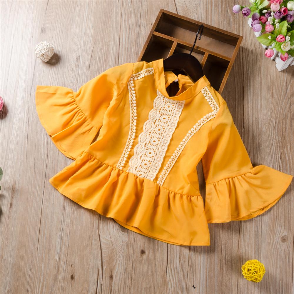 Girls Flare Sleeve Lace Sweet Blouse Wholesale Little Girl Clothes - PrettyKid
