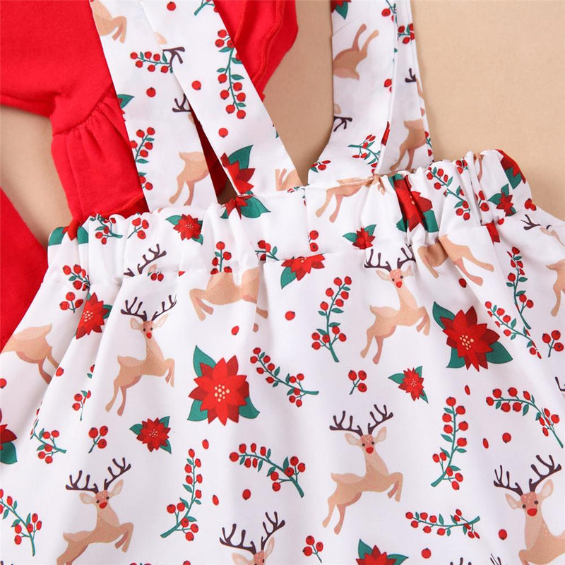 Toddler Girls Flare Sleeve Letter Top & Cartoon Suspender Skirt Wholesale - PrettyKid