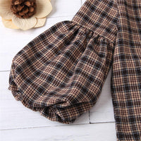 Girls Flare Sleeve Plaid Top & Solid Skirt Girls Clothes Wholesale - PrettyKid