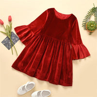 Girls Flare Sleeve Solid Color Casual Dress Girls Wholesale Clothes - PrettyKid