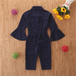 Toddler Girl Flare Sleeve Solid Lapel Jumpsuit Wholesale Girl Clothing - PrettyKid