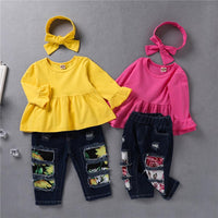 Girls Flared Sleeve T-Shirts & Patch Jeans Girls Clothing Wholesalers - PrettyKid