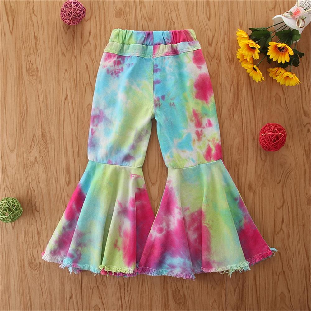 Girls Flared Tie Dye Elastic Waist Trousers Wholesale - PrettyKid