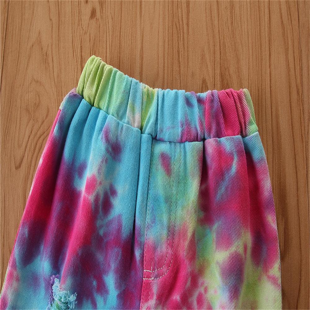 Girls Flared Tie Dye Elastic Waist Trousers Wholesale - PrettyKid