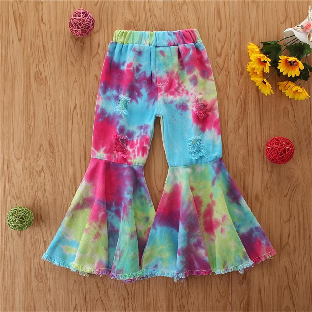 Girls Flared Tie Dye Elastic Waist Trousers Wholesale - PrettyKid