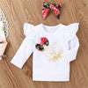 Baby Girl Floral Bow Letter Printed Long Sleeve Top & Pants Wholesalebaby - PrettyKid