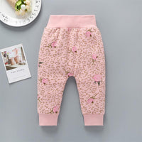 Baby Girls Floral Leopard Print High Waist Pants - PrettyKid