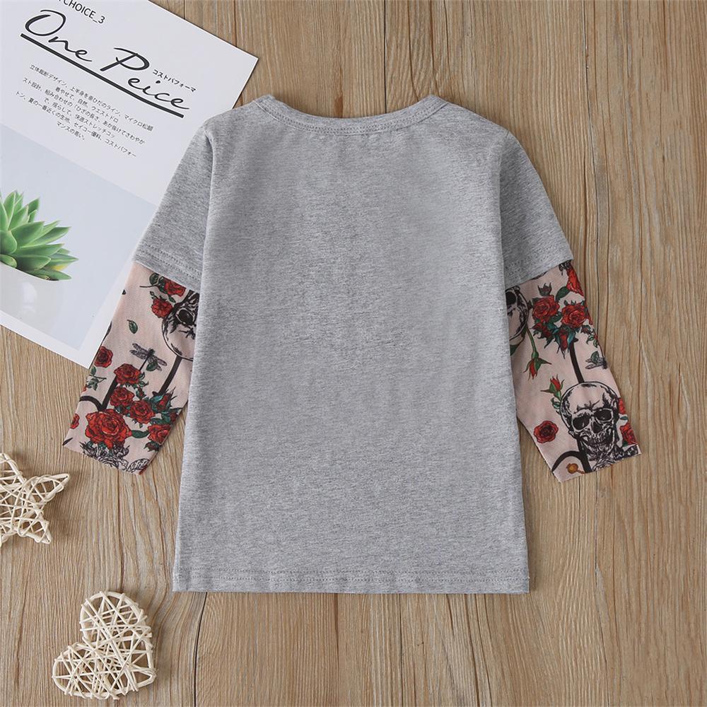 Toddler Boys Floral Letter Printed Long Sleeve Tops Boy Clothes Wholesale - PrettyKid