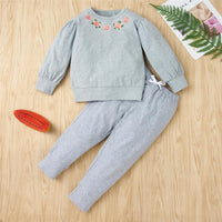 Girls Floral Long Sleeve Crew Neck Casual Tracksuit Girls Wholesale - PrettyKid