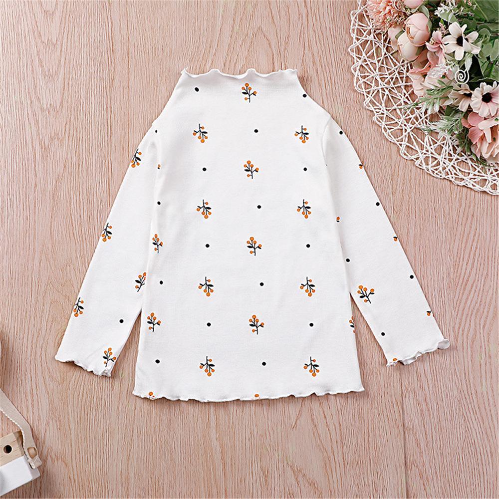 Girls Floral Long Sleeve Pullover Turtleneck Top Toddler Girls Wholesale - PrettyKid