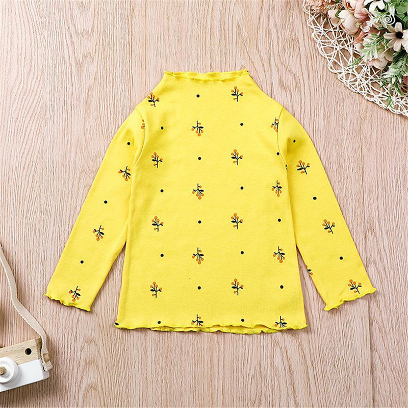 Girls Floral Long Sleeve Pullover Turtleneck Top Toddler Girls Wholesale - PrettyKid