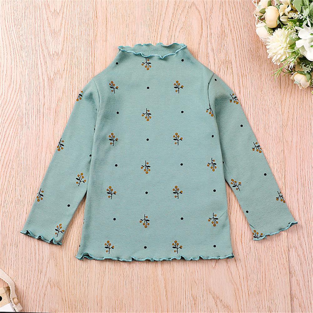 Girls Floral Long Sleeve Pullover Turtleneck Top Toddler Girls Wholesale - PrettyKid