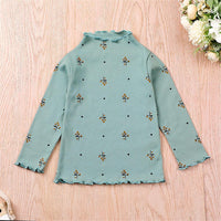 Girls Floral Long Sleeve Pullover Turtleneck Top Toddler Girls Wholesale - PrettyKid