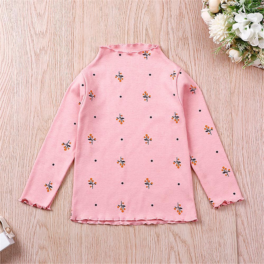 Girls Floral Long Sleeve Pullover Turtleneck Top Toddler Girls Wholesale - PrettyKid